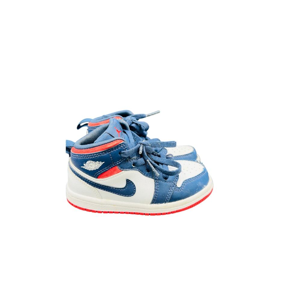 👟 Nike Air Jordan 1 Mid USA Toddler 8C Red White Blue Sneakers BQ6933 - Picture 3 of 6